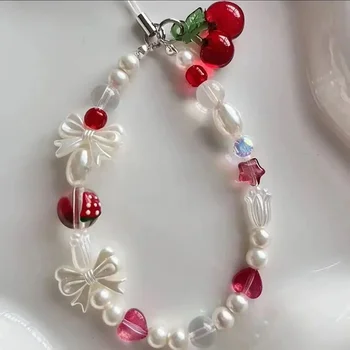 Cherry Bow Pearl Phone Charm 1