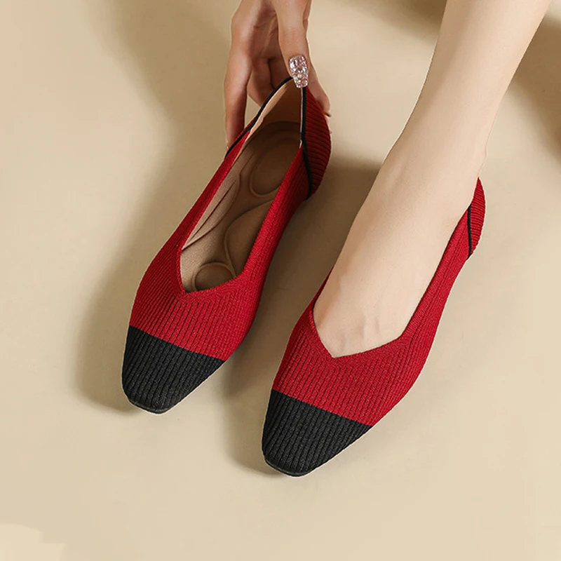 Square Toe Flats Summer Shoe 2023 Knitted Shoes Cc Flat Shoes