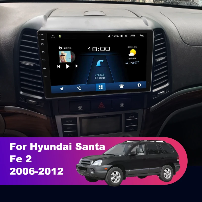 JOYX PX6 Android 10 Autoradio pour Hyundai Santa FE (2006-2012) - [4G+64G]  - Camera GRATUITES - 9 Pouce - 2 DIN - Soutien Dab