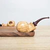 OLD FOX Olive Wood Tobacco Pipe Big Apple Series Pipe Acrylic Curved Handle With Smoke Chamber to Assist Smoking with clean part 6