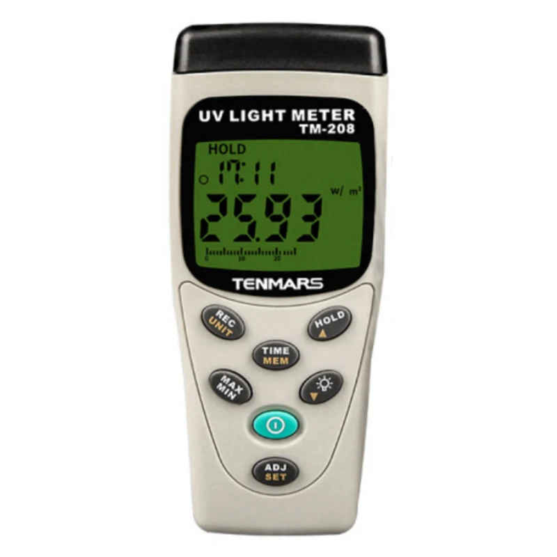 TENMARS TM-208 TM208 Solar Power UVA Light Meter 3 In 1 Digital Datalogging Backlit LCD