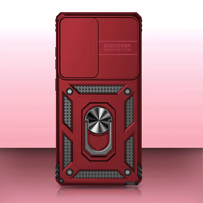 Protective Case with Slide Lens Cover and Rotating Ring Stand