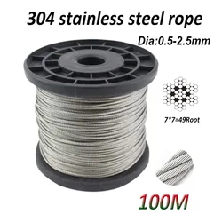 50/100M Dia0.5mm-3mm 7X7 Structur 304 stainless steel wire rope alambre cable softer fishing lifting cable