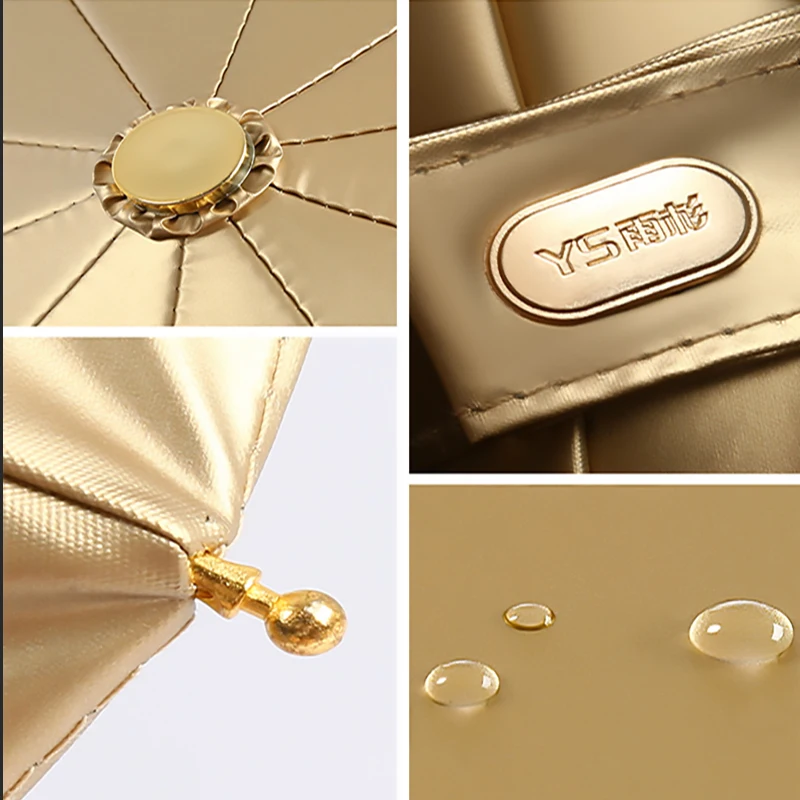 Automatic Umbrella Sun Female Golden UV Protection 10Bones Strong Parasol Umbrella For Girl Windproof Folding For Gift