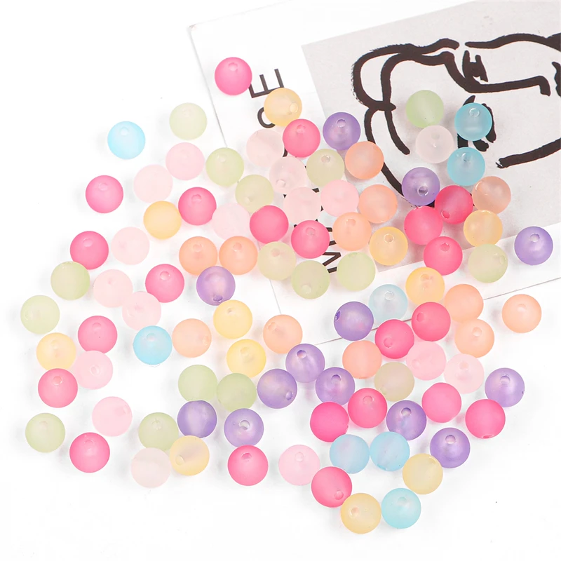 50-300pcs transparent white round ball shape acrylic beads For