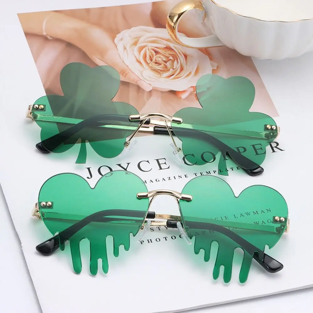St. Patrick' Day Irih Shamrock Sunglae Green Four Leaf Clover Leprechaun Cotume Glae Fahion Rimle Sun_voghion.com