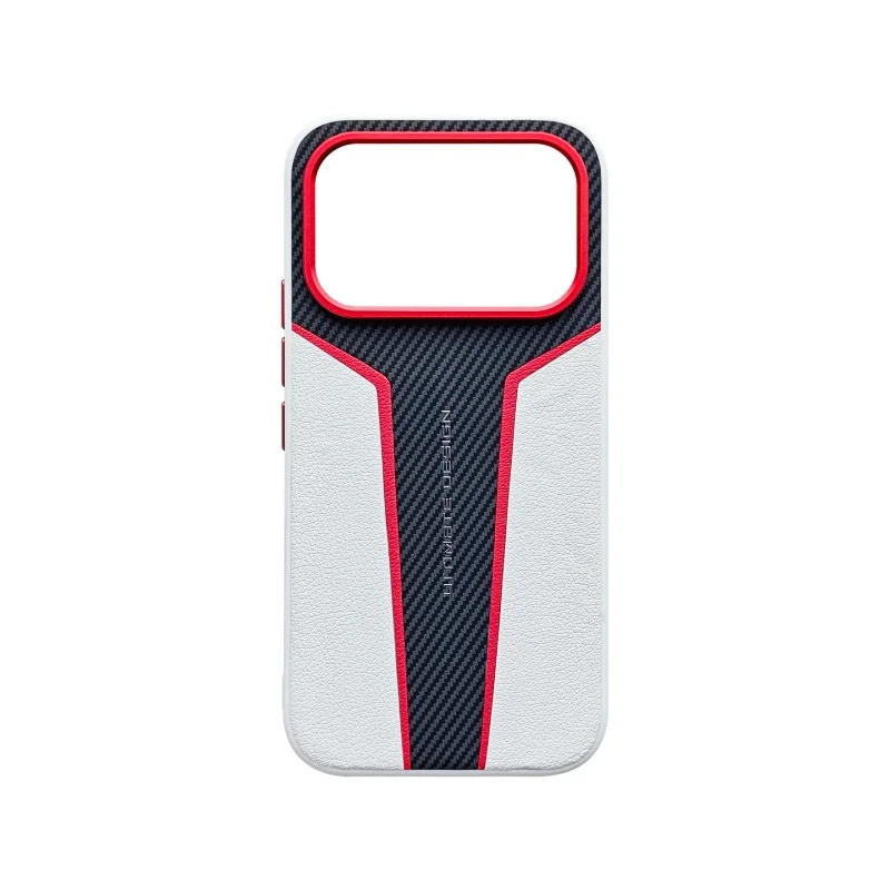 Premium Carbon Fiber Leather Protective Case with Metal Lens Ring - Anti-Drop Full Coverage