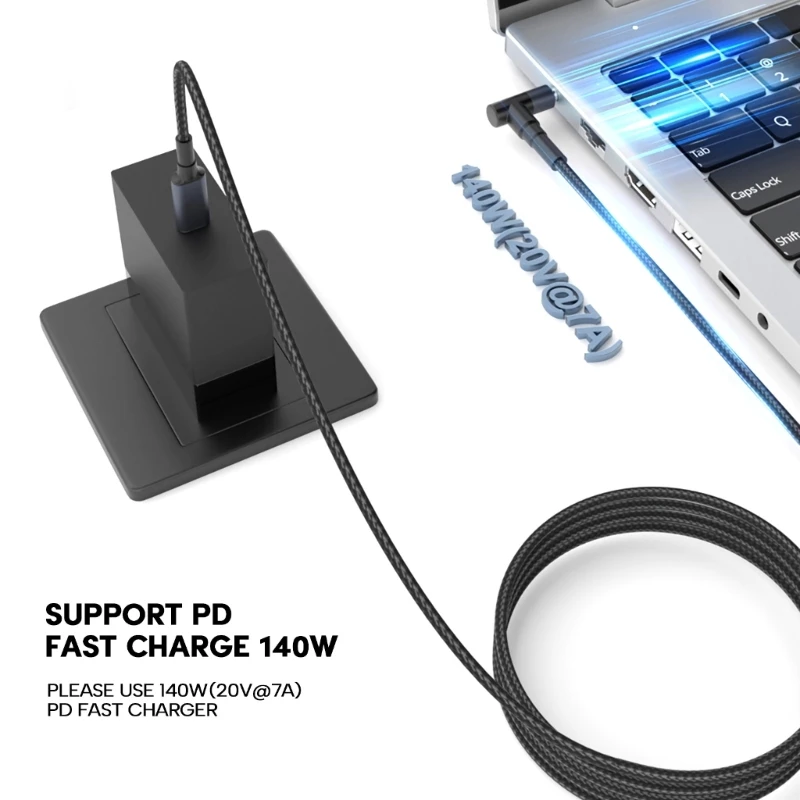 Cabo de Alimentação Masculino para Carregamento Rápido Cabo de Extensão do Carregador para Laptop Notebook 28v 5a 140w pd Usb c tipo c para dc 55x21 mm 55x25 mm - Image 4