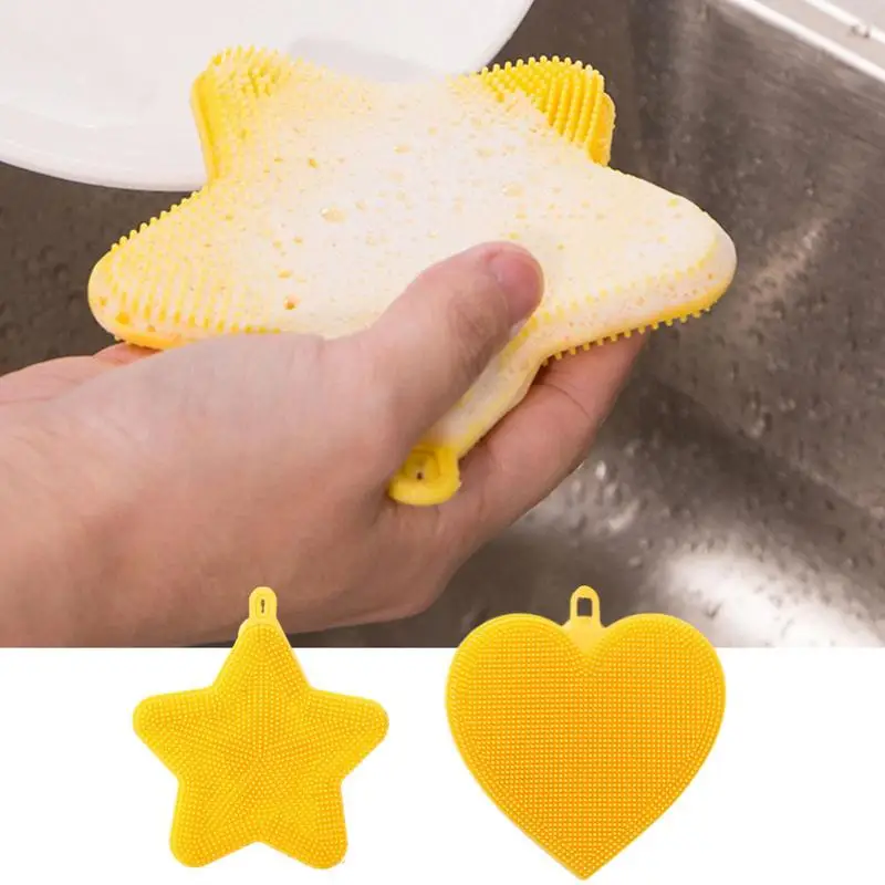 

Silicone Dish Brush Food Grade Dish Scrubber Brush Soft Silicone Sponge Kitchen Scrub Brush Reusable Dish Cleaning Tools For