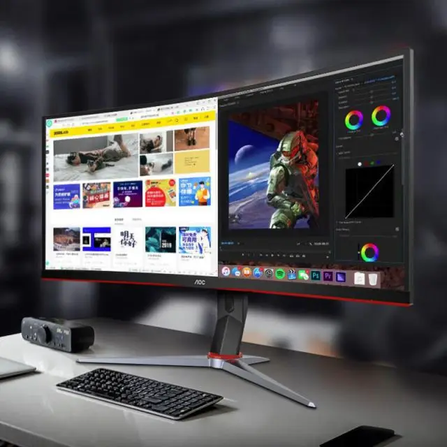 AOC CU34G2XP  ũ  ǥ ũ, 21:9 ǻ  ÷, HDMI, DP, USB, 34 ġ, 4k, 165Hz, HDR 1500R, 1msGTG