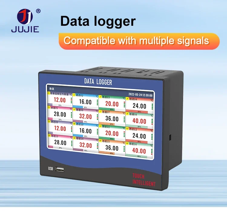 7 inch Multi-channelTouch Screen temperature humidity data logger 8/16 channel t