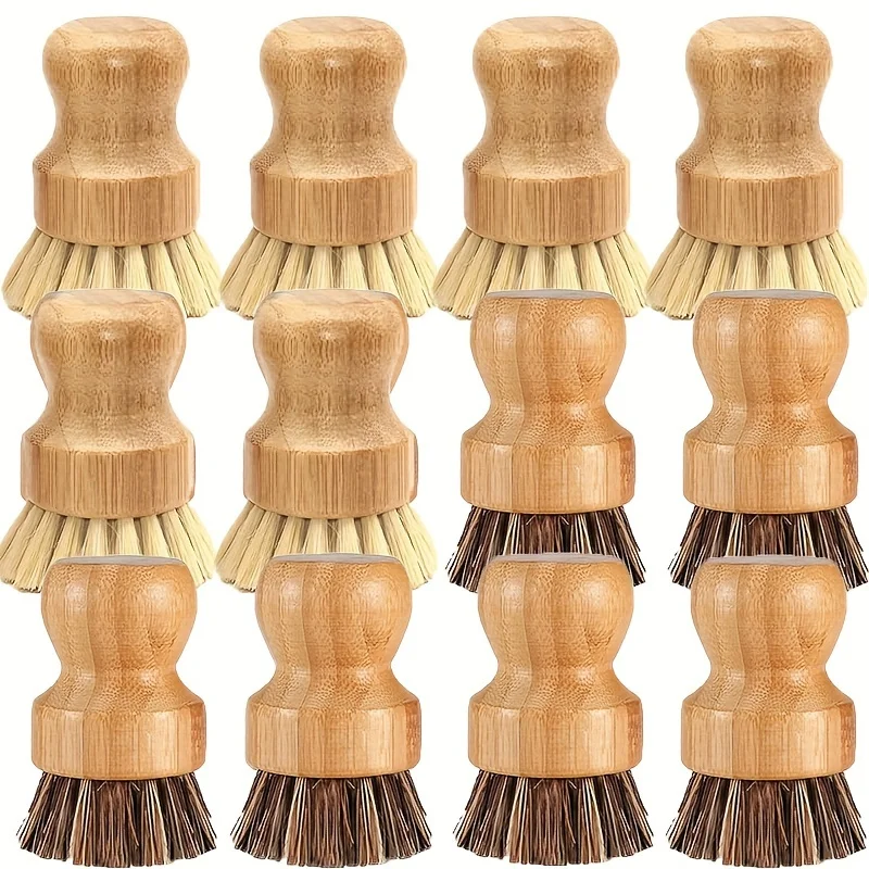 Eco-Friendly Bamboo Dish Brushes - Natural Scrub Brush Set with Durable Sisal Bristles