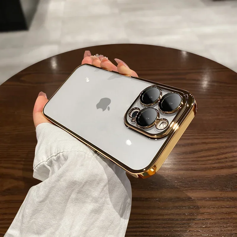 thumbnail image 1 of Luxury New High Quality Plating Clear Not Yellowing Case For IPhone 15 14 11 12 13 14 Pro Max Mini XS X 15 Plus Shockproof Cover, 1 of 5