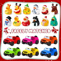 24 Pcs Christmas Jeep Ducks Rubber Ducks, 3.5 Inch Jeep Ducks for Ducking, Jeeps Suitable for 2 Inch Ducks, 12 Christmas Rubber 2