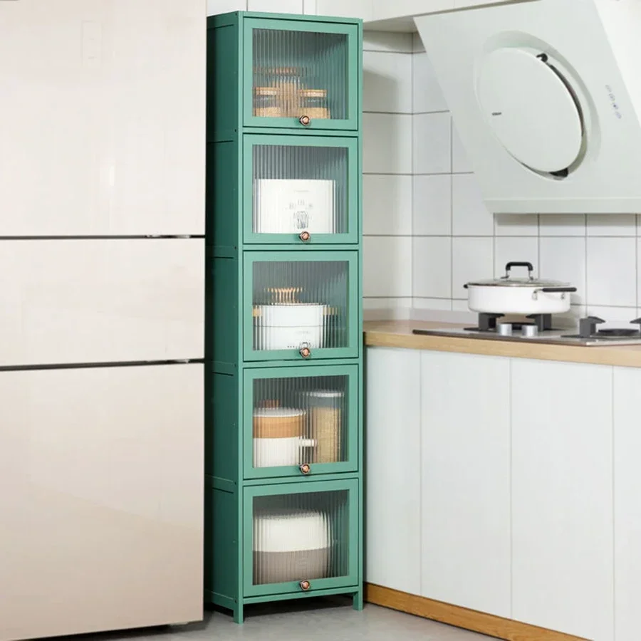 GY Modern Kitchen Cabinet Floor Slit Shelf Locker Multilayer Microwave Oven Storage Cabinet with Flip Door home furniture 6