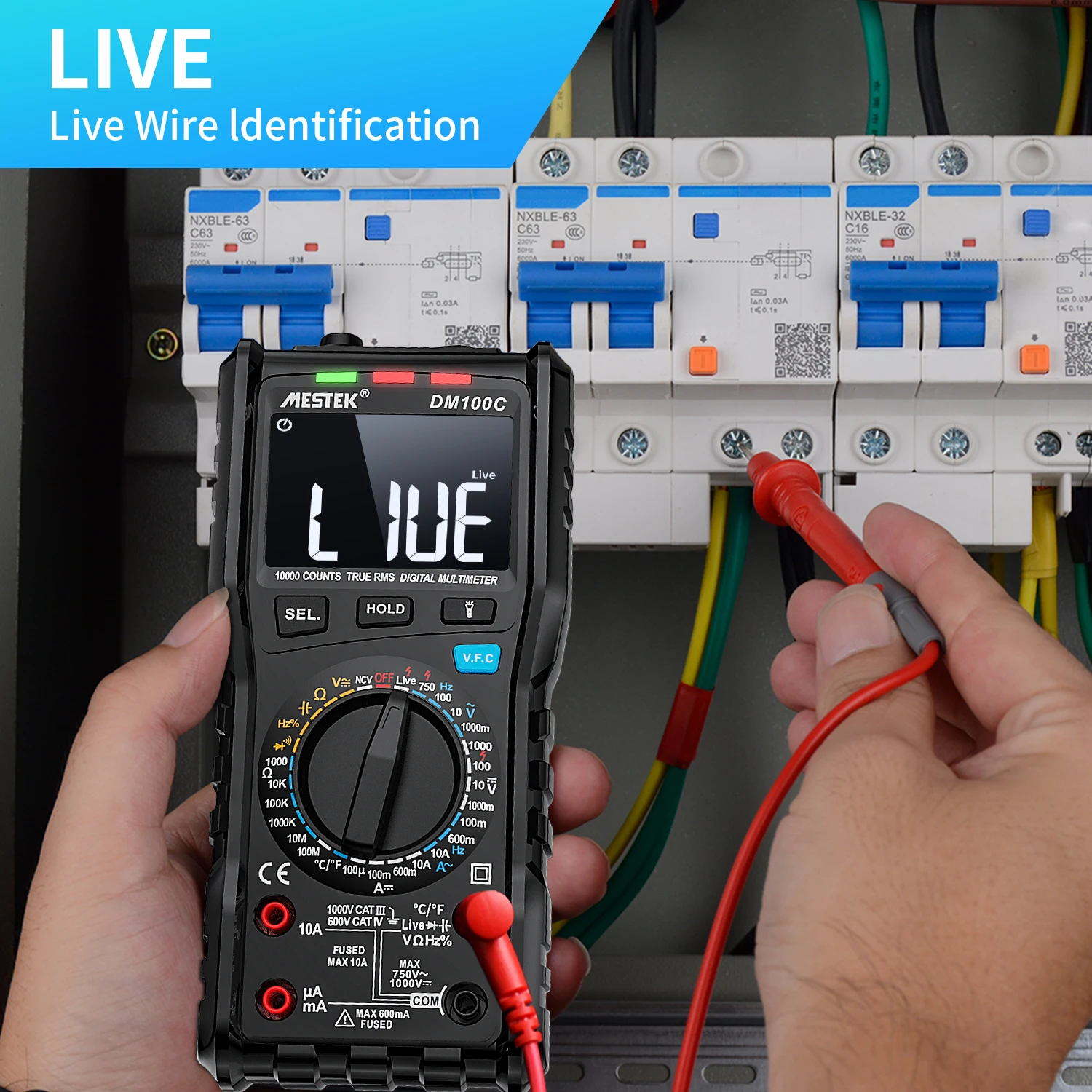 Mestek DM100C 10000 Counts Multimeter High Precision Temperature Measure NCV Resistance Capacitance DM100 Humidity Multi Meter