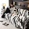 Light Luxury Rabbit Plush Sofa Cover Cloth Thick Anti Slip L Sofa Towel Leopard Print Backrest  Autumn Winter Couch Mat Blanket 4