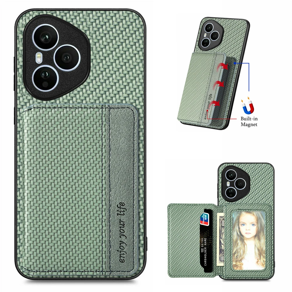 Leather RFID Wallet Case with Magnetic Closure for HONOR 200 Pro & Honor200 Lite Smart Cover