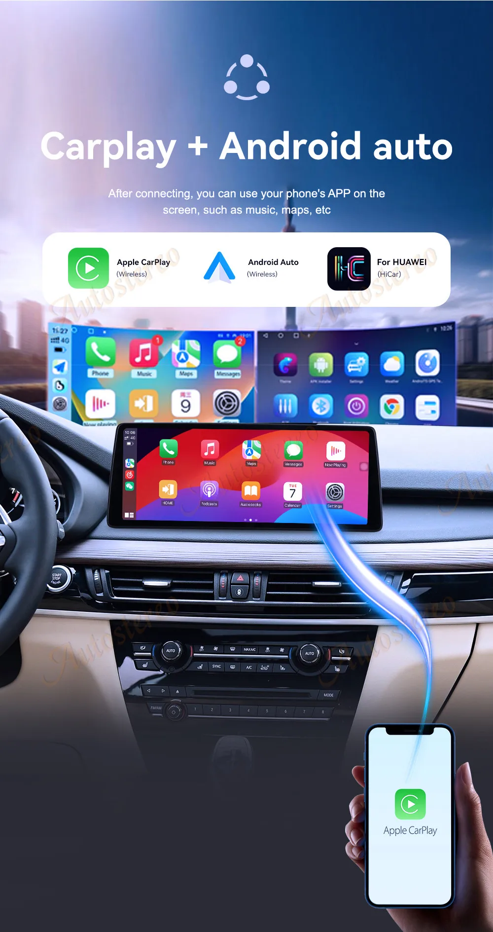 Ultra 12.9 Dual BT Carplay Android 13 Car GPS Navigation For BMW X5 F15 X6 F16 X