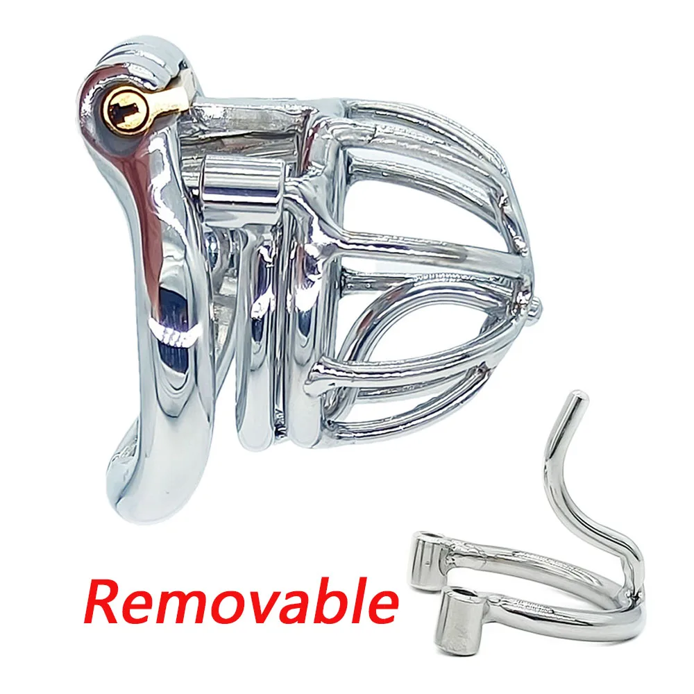 Stainless Steel Male Chastity Device With Removable PA Puncture Cock Cage Penis Ring Sex Toys For Men Erotic Urethral Lock Penis Chastity Cage Chastity Lock Sex Toy Chastity Cage Accessory Penis Cock Ring