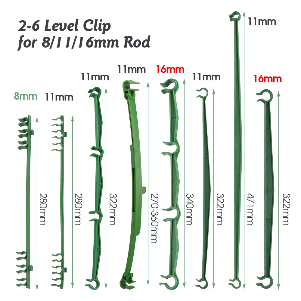 Plant Stake Connection Rod Arm Plant Support Connector 8/11/16mm Adjustable 10PCS