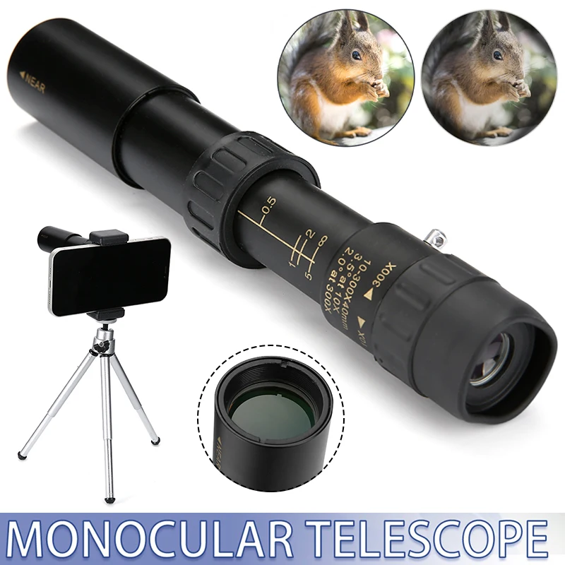 

1set HD Metal Monocular Telescope 10-300x40 Day/Night Vision Binocle With Tripod/Phone Holder For Camping Travel