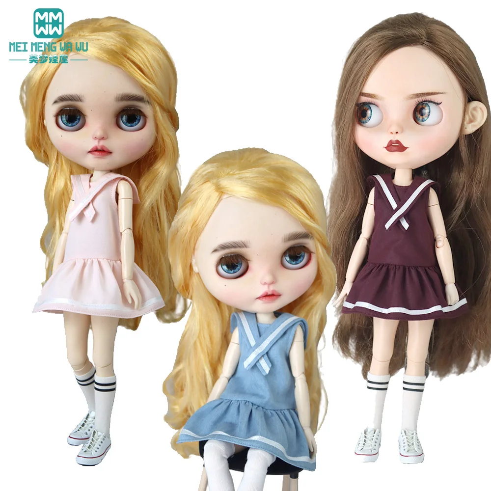 

Одежда для куклы модная Матросская Униформа школьная джинсовая юбка рубашка для Blyth Azone OB22 OB24 аксессуары для кукол