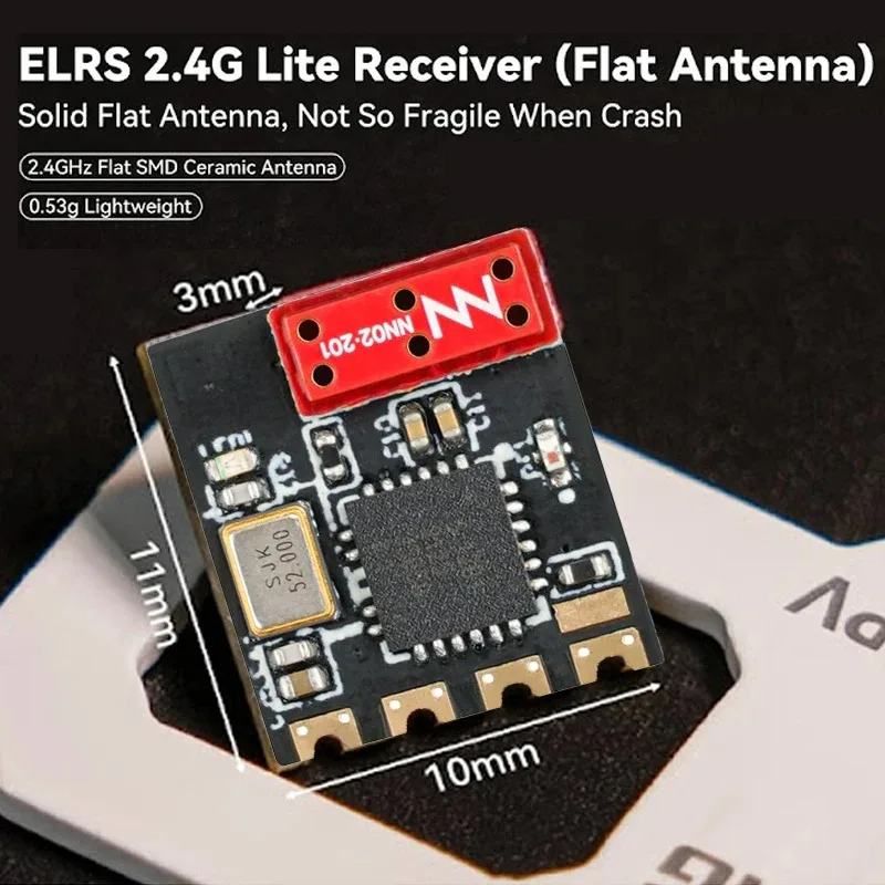 Récepteur BETAFPV ELRS Lite 2.4GHz V1.2 Antenne Plate - Ultra-léger 0.46g