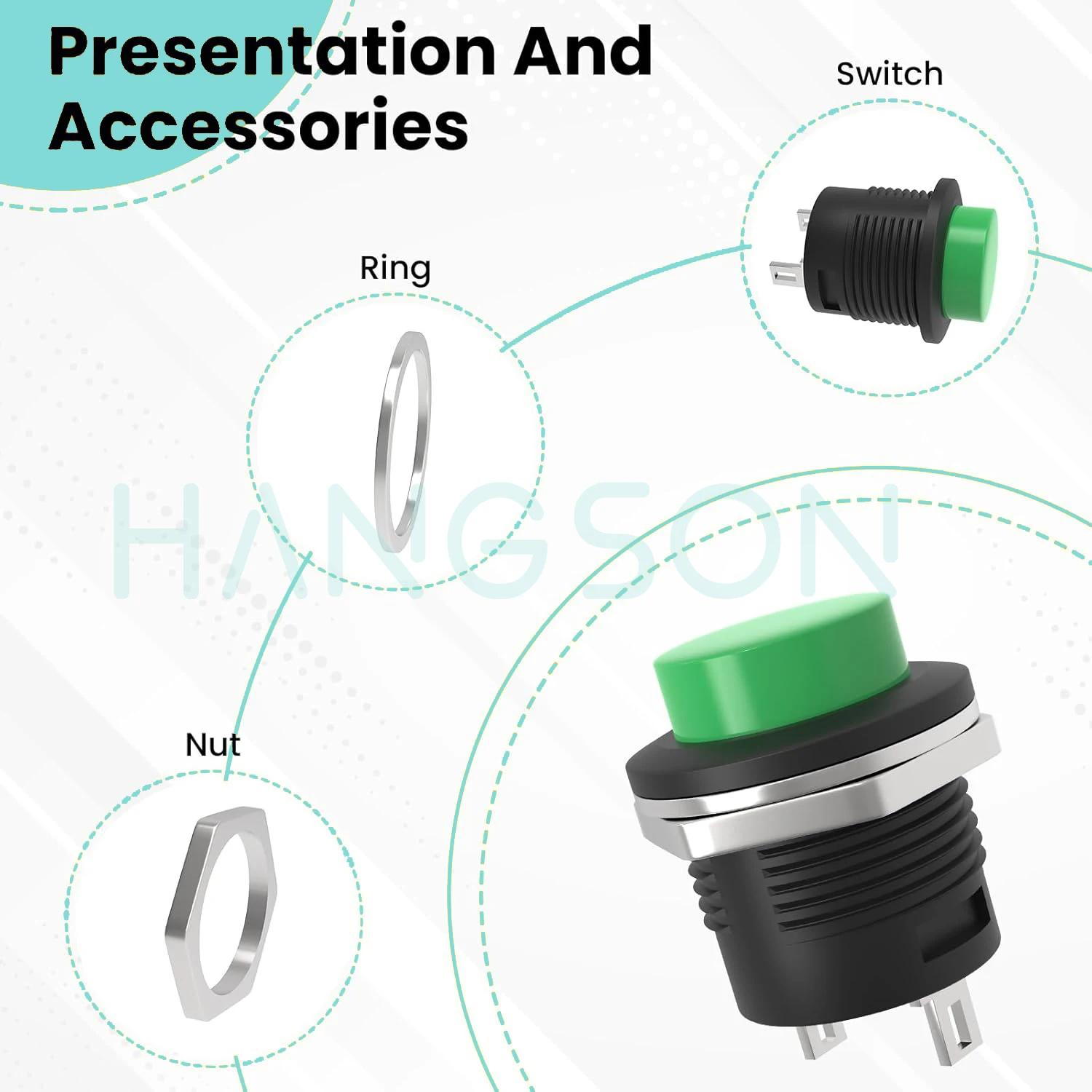 R13-507 Momentary Push Button 2 Pin Self-Resetting Mini No Lock Round SPST 1NO Switch 3A 250V AC/6A 125V AC Button Assorted 6Pcs