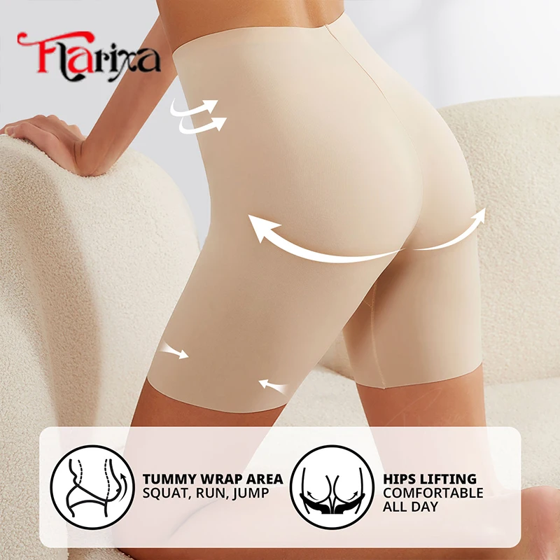 High Waist Shorts Flarixa High Waist Safety Shorts Anti Light for Women Anti Chafing Boxers Underwear Protective Panties Under Dress Cycling Pants