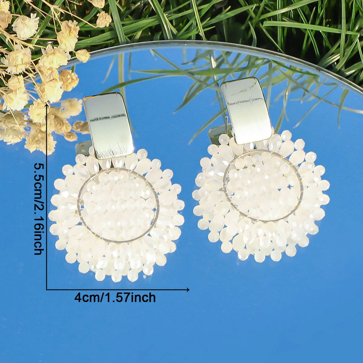 Bohemain Rainbow Sunflower Seed Beads Drop Earrings for Women Summer Delicate Crystal Beaded Earrings Handmade Jewelry Gifts