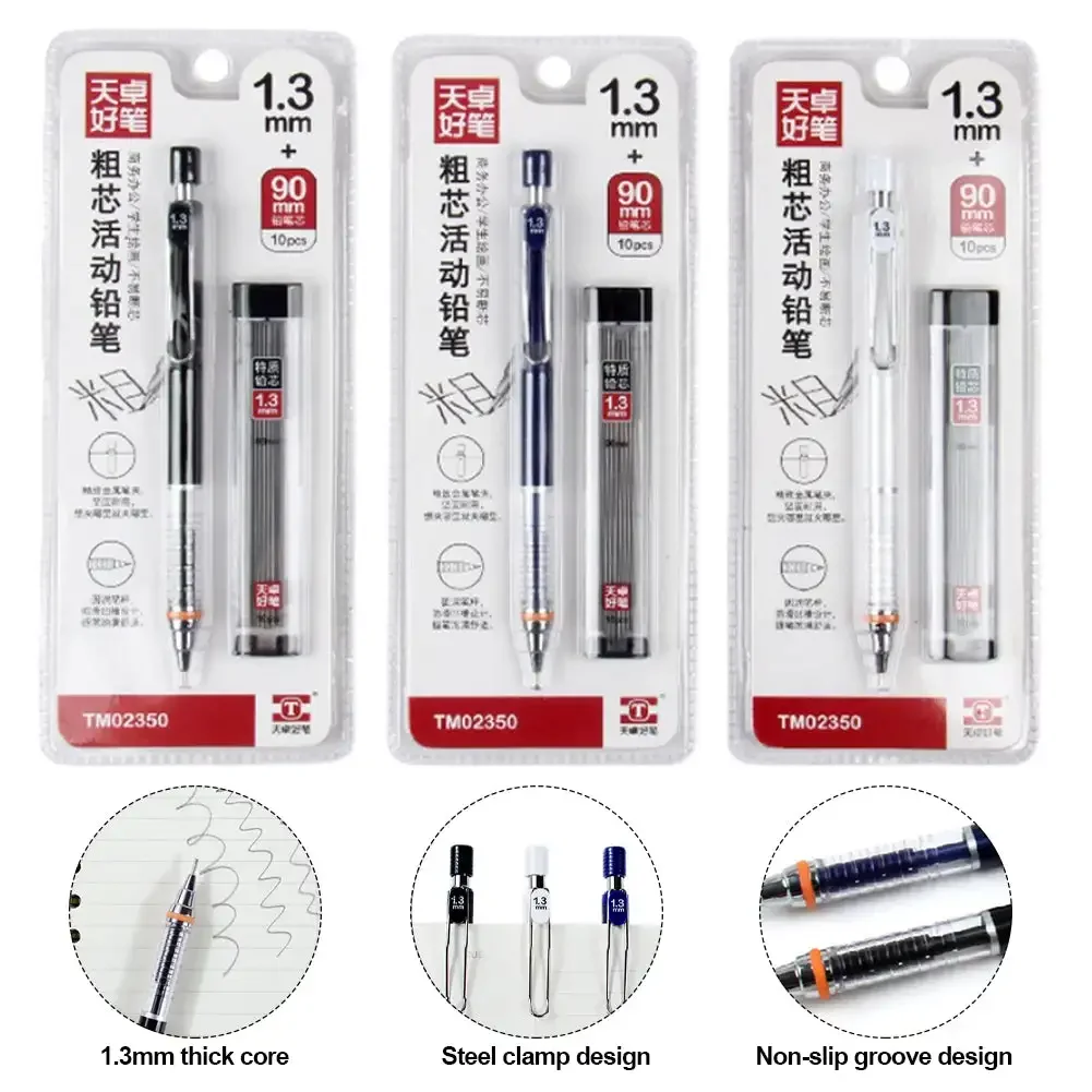 1.3mm Classic Machanical Pencil with Lead Set Plastic Automatic Pencil Writing Drawing Tools Stationery School Office Supplies 2