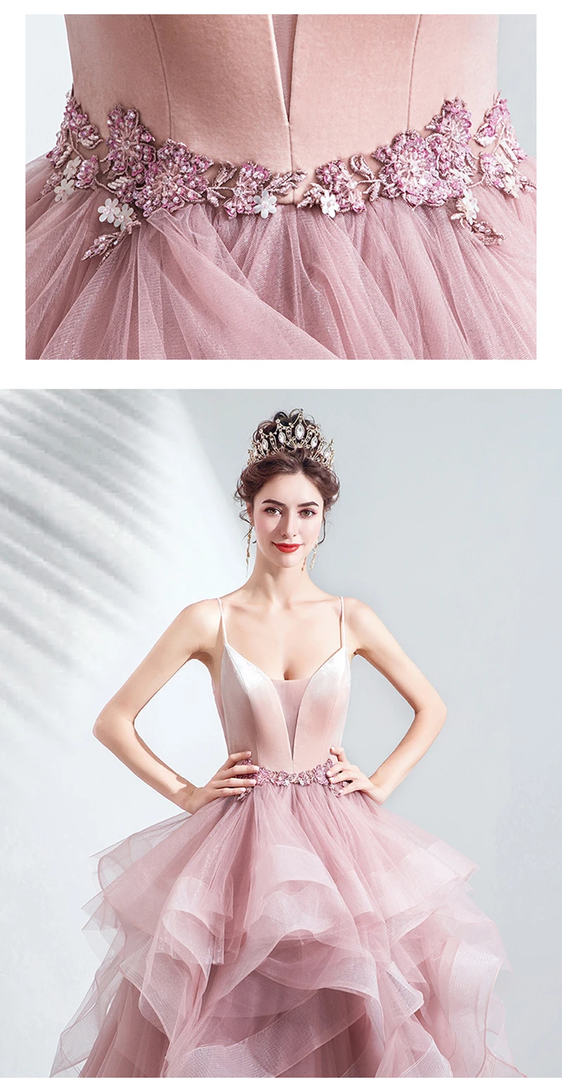 plus size prom dresses Pink Prom Dresses Luxury Ball Gown Tulle Puffy Layered Ruffles Prom Gowns Spaghetti Strap Beads Evening Party Graduation Gowns beautiful prom dresses