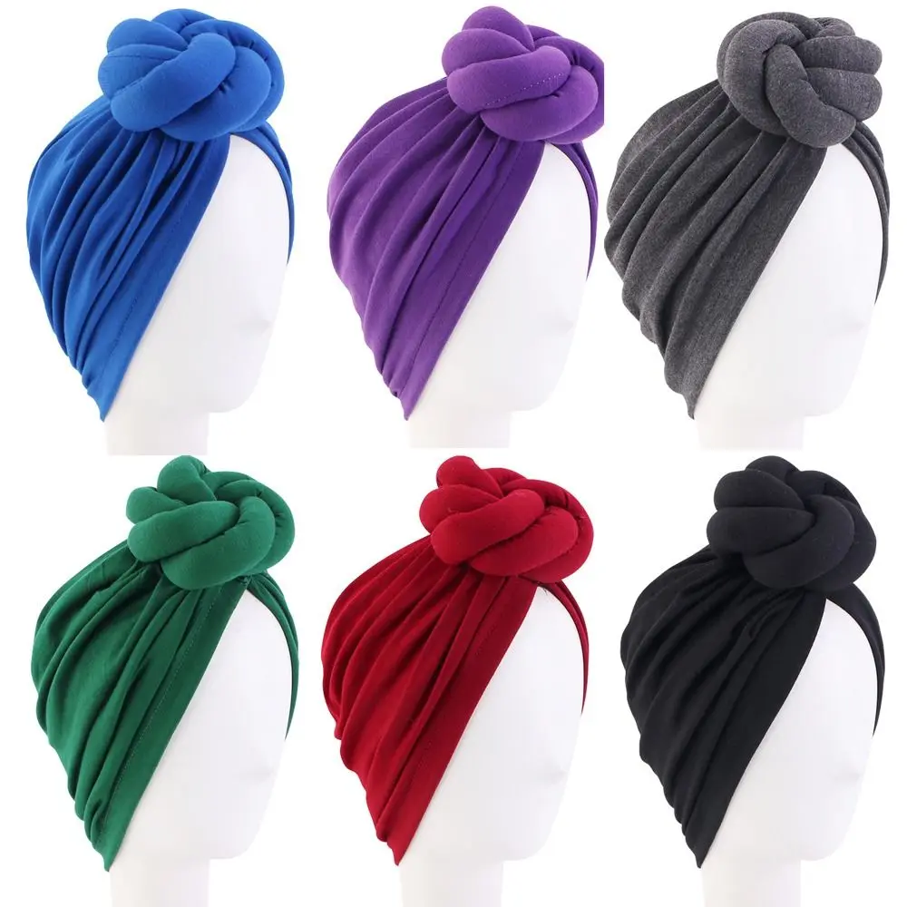 

Bow Wrap Headband Hat Fashion Twists Ball Warmth Headwear Cap Turban Knotted Head Wrap Women