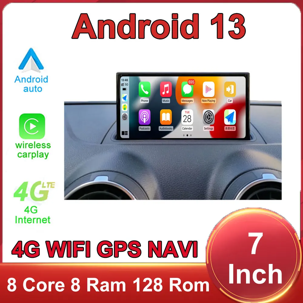 

7 Inch For Audi A3 2013-2018 Android 13 Touch Screen Car Accessories Auto Carplay Monitors Multimedi Audio Video Radio Player
