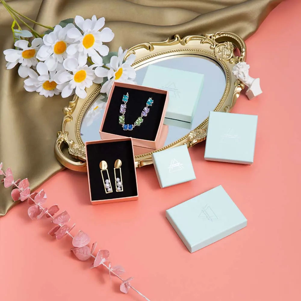 24pcs Hot Silver Jewelry Packaging Boxes Luxurious Cardboard  Necklace Bracelet Rings Earrings Wedding Gift Organizer Box Case
