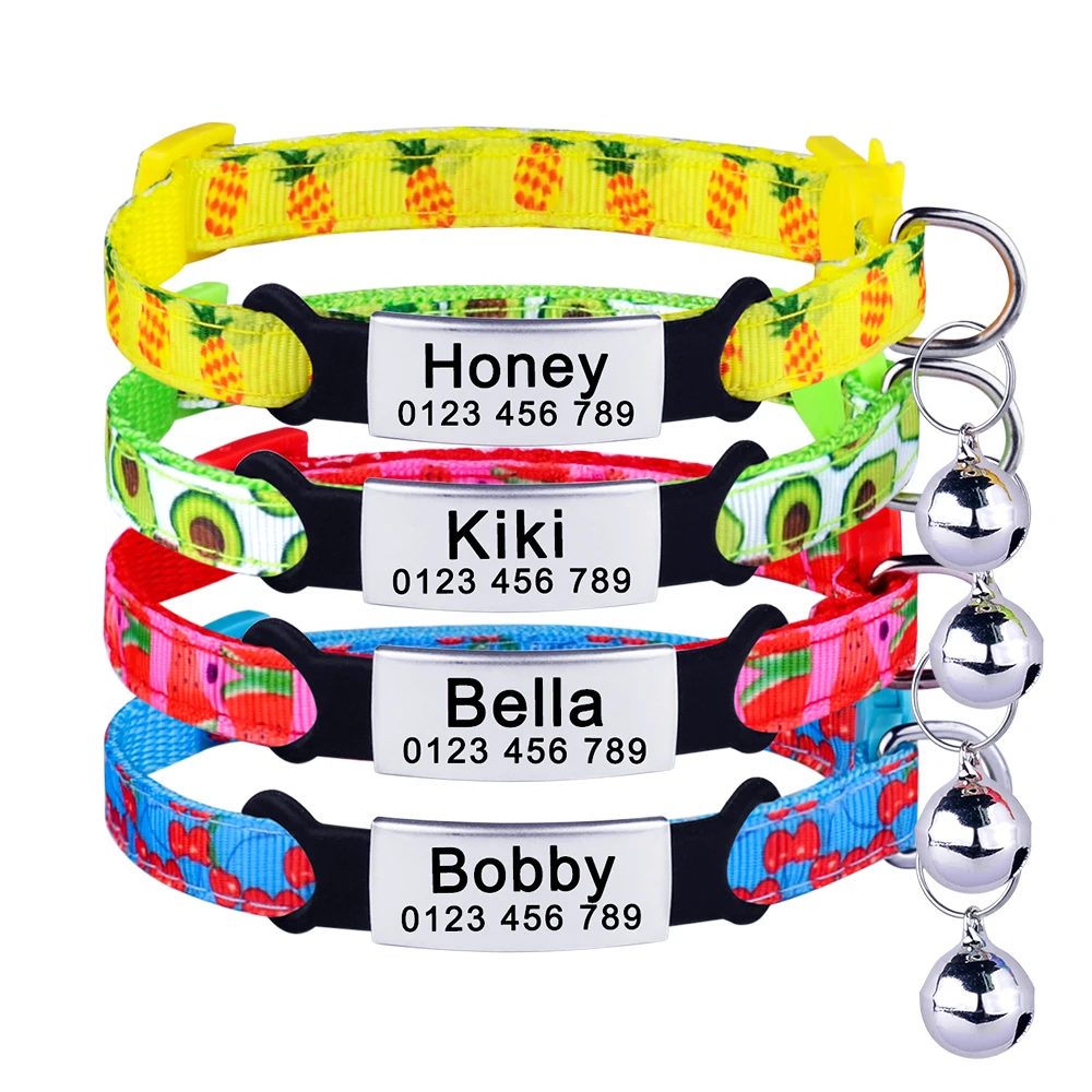 Personalized Customize  Cat Collar Name Fast Breakaway Nylon Id  Bell Pet Products Small Adjustable Unisex Kitten Supplies 2