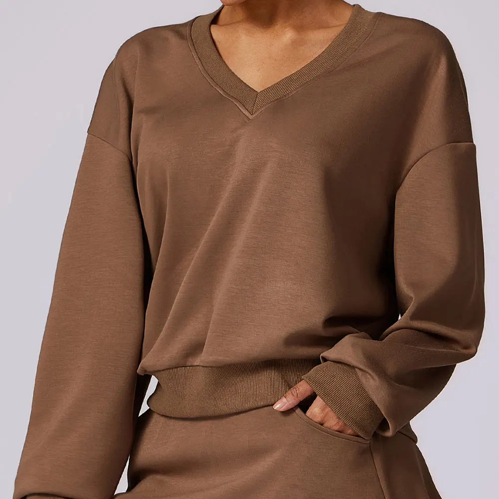 

New Spring Knitted Yoga Long sleeved Women's Running Sports Sweater Top Outdoor Pullover Versatile Loose Casual Sweater