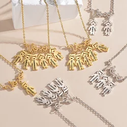 Stainless Steel Vovó Kid Pendant Grandmother Necklace Engrave Name Date Vovo Child Choker For Grandma Mother's Day Women Gift