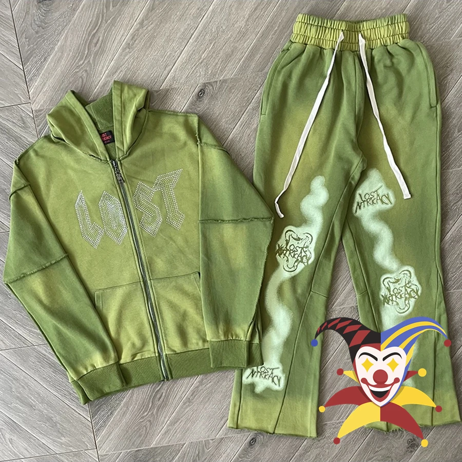 

Женские и мужские повседневные брюки со стразами, зеленые тренировочные брюки оверсайз с завязками и стразами