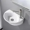Ceramic Small Wall Mount Bathroom Sink High Gloss Glaze Mini Floating Bath Basin Hung Rv Bathroom Easy Install Length16.5" 2