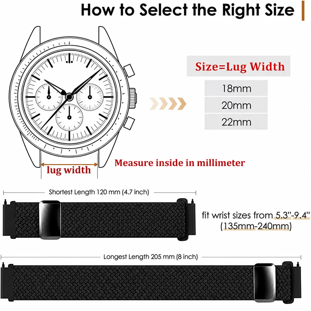Magnetic Quick Release Watch Band Strap - 18mm/20mm/22mm