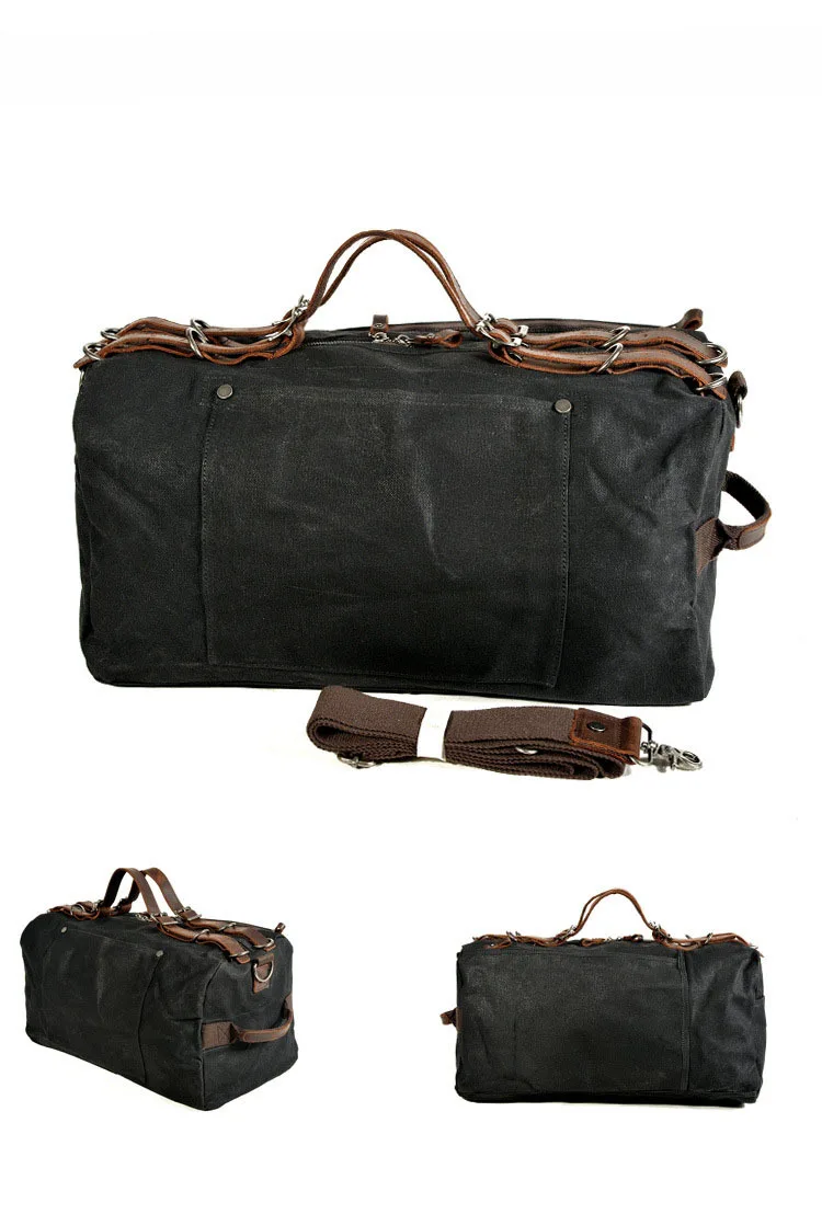 Grote waterdichte canvas leren reistas voor dames en heren, laptoptas, sporttas, weekendtas, schoudertas_voghion.com