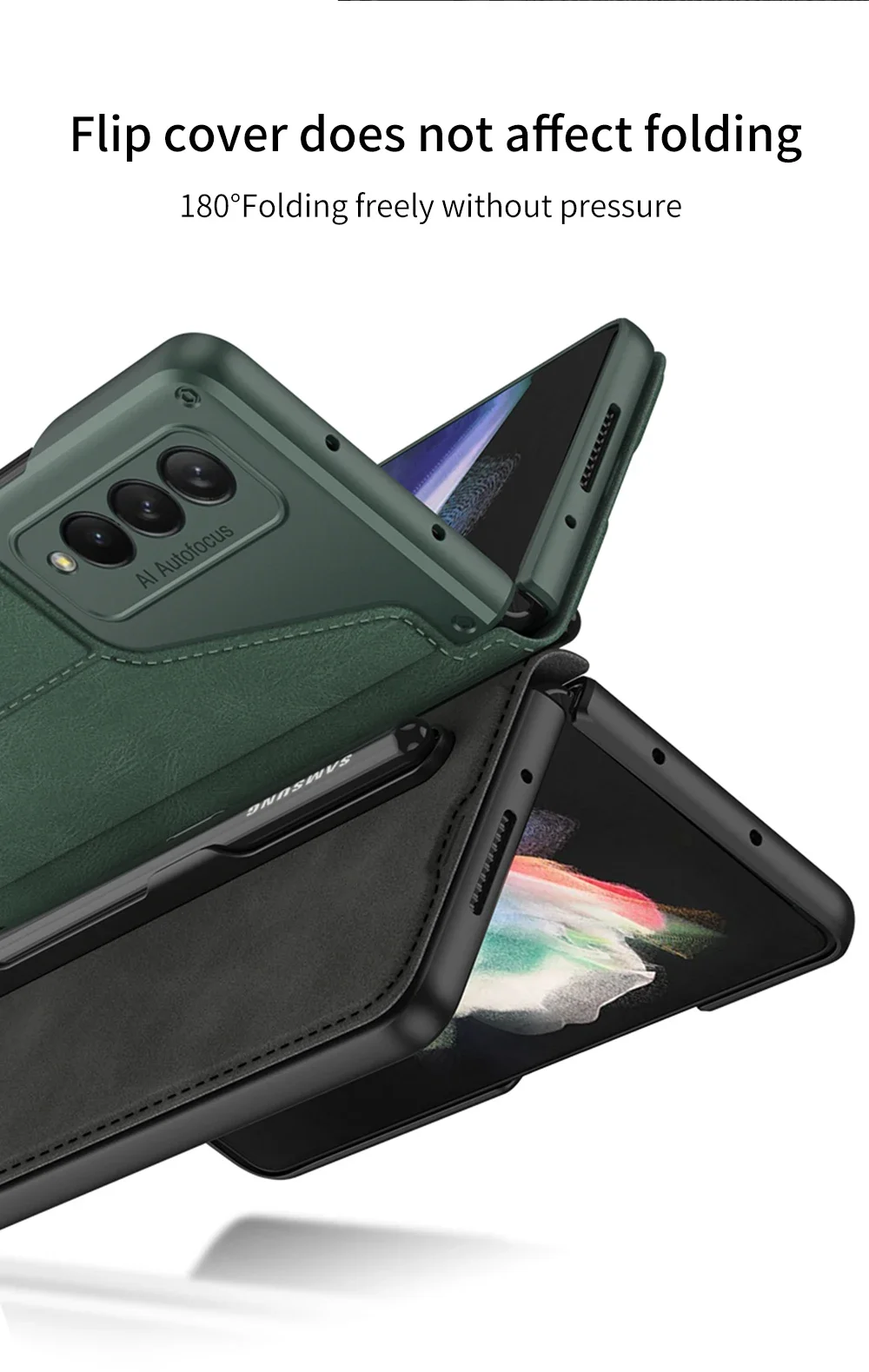 Original Case For Samsung Galaxy Z Fold 4 3 Frosted Leather Card Package Pen Hol