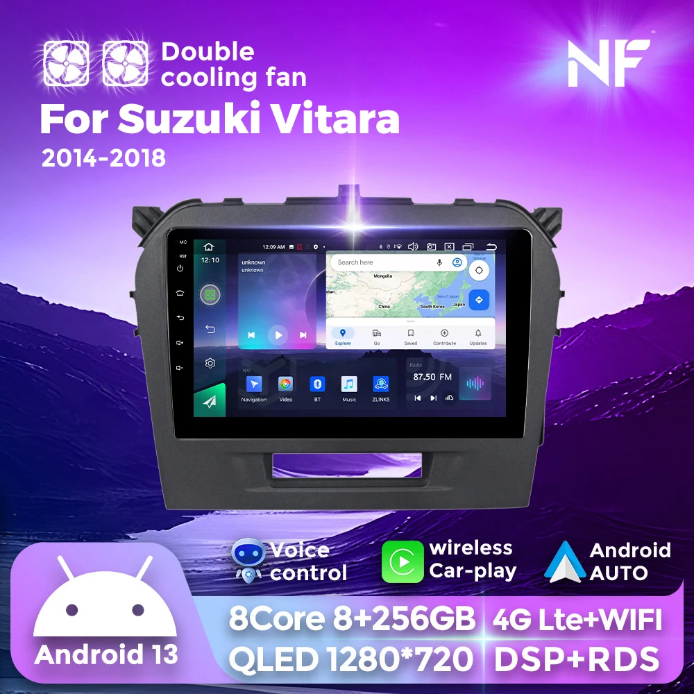 

Car Radio Android 13 Auto For Suzuki Vitara 4 2014 - 2022 Wireless CarPlay Player Multimedia Touch GPS Navigation 4G LTE+WiFi