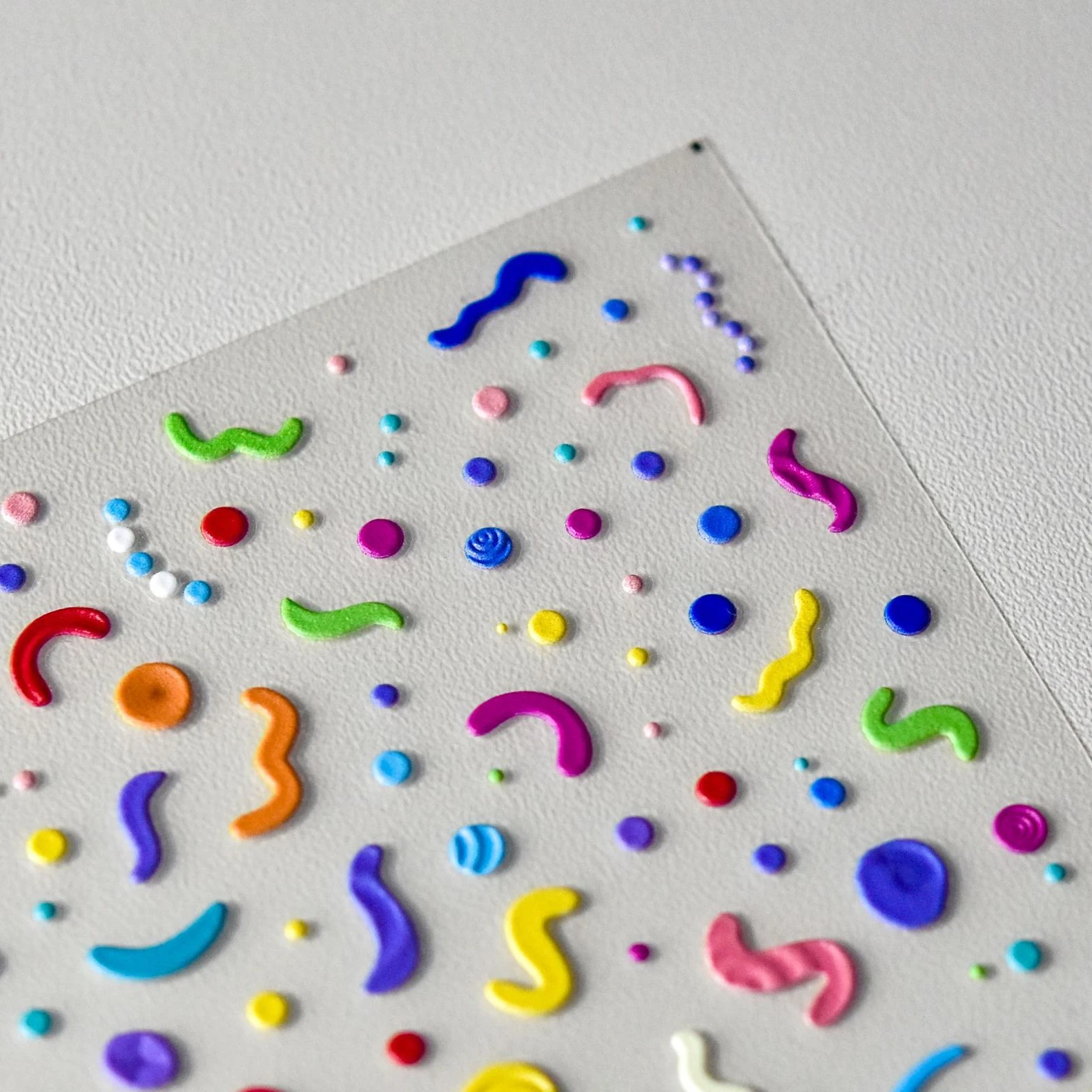Cute Colored Lines Round Dots 5D Soft Embossed Reliefs Self Adhesive Nail Art Stickers Birthday Cake Bunny 3D Manicure Decals