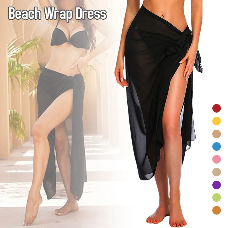 Jupe Sarong Pour Femme, Long Beach Enveloppé En Mousseline De Soie