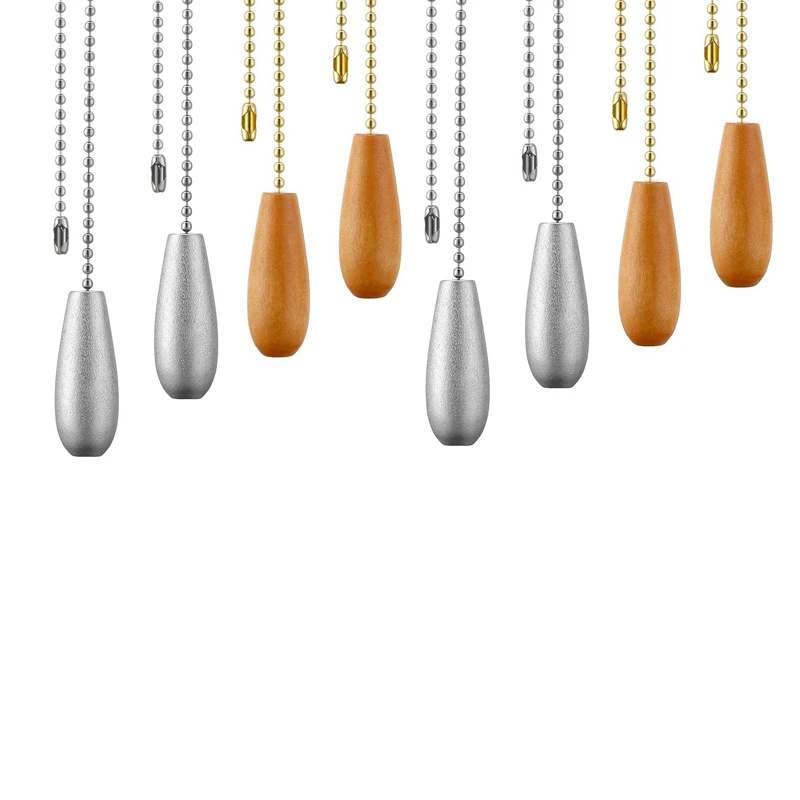 

8 Pieces Ceiling Fan Chain Pulls Wooden Pull Chain Extension Pull Chain For Ceiling Light Lamp (Silver And Wood Color)