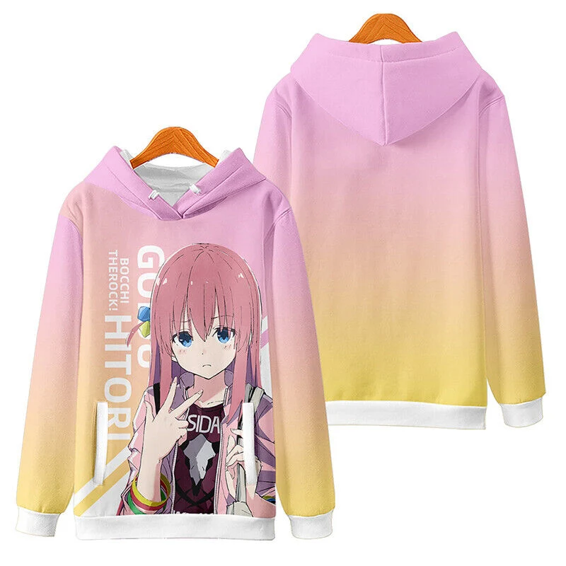 Bocchi The Rock Hoodies Hitori Nijika 3D Print Women Man Streetwear Oversized Pullovers Y2k Hoodie Sweatshirts Woman Clothing