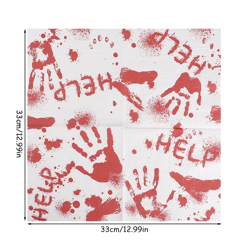 20/50pcs Halloween Red Handprint Paper Napkins for Halloween Party Home Dinner Table Decoration Supplies Disposable Tissue